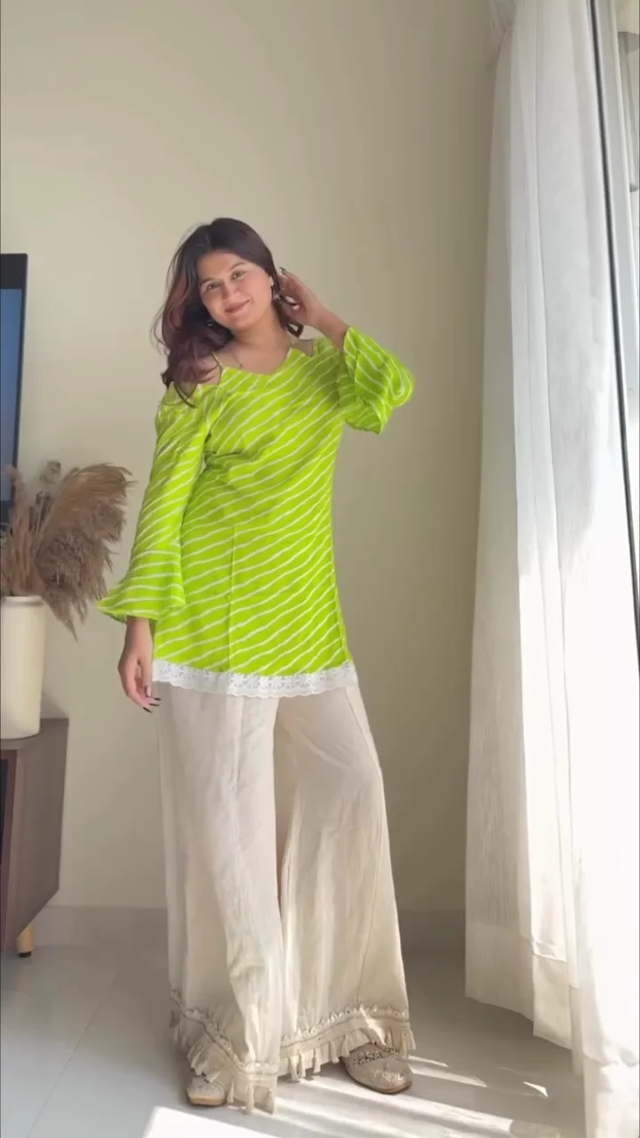 🌿 Nooré Luxe Printed Kurti & Palazzo Set – Elegant Comfort with a Modern Twist