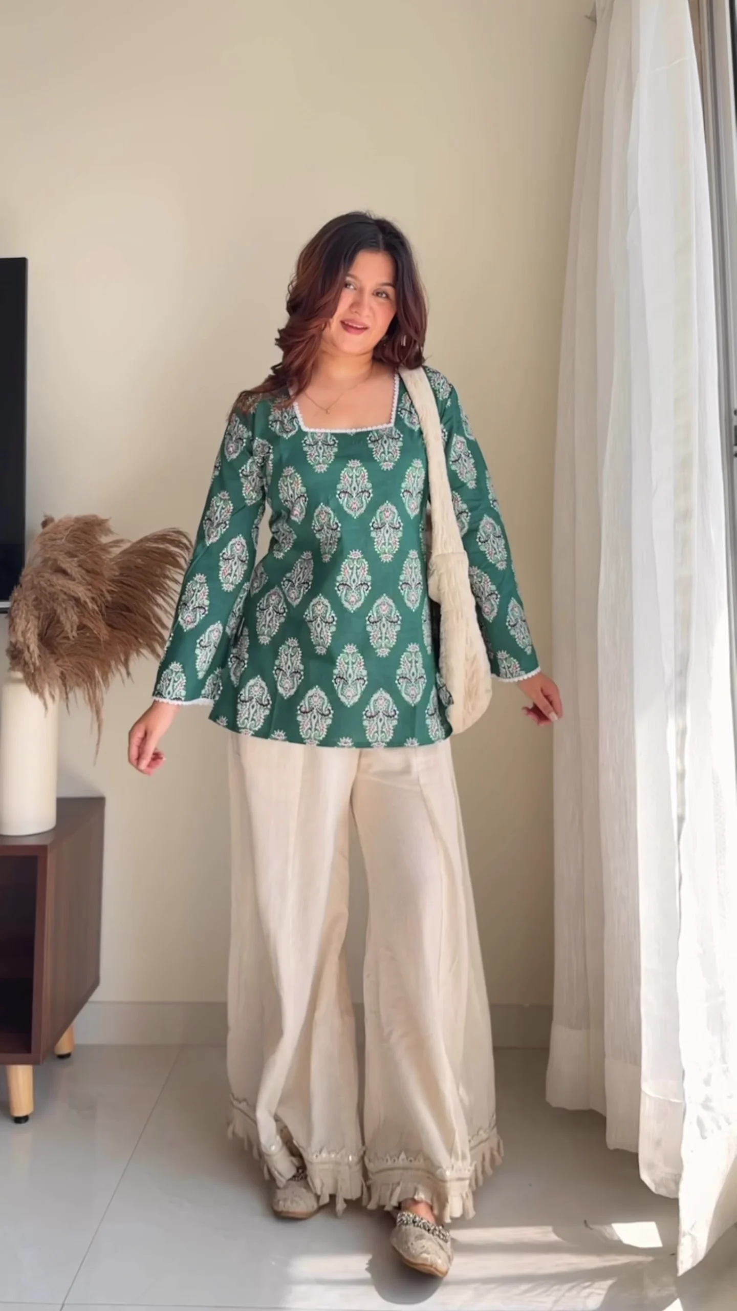 ✨ Zariya Grace Printed Kurta Palazzo Set – Timeless Elegance for Every Occasion
